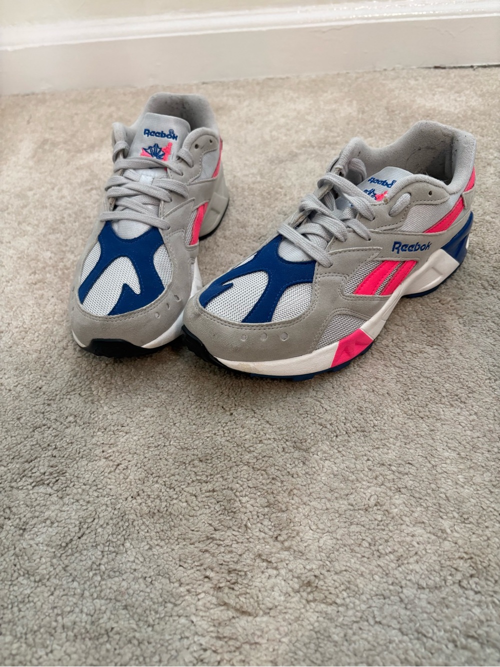Reebok Aztrek Grey, Blue, Pink sneakers- size 9 Women’s